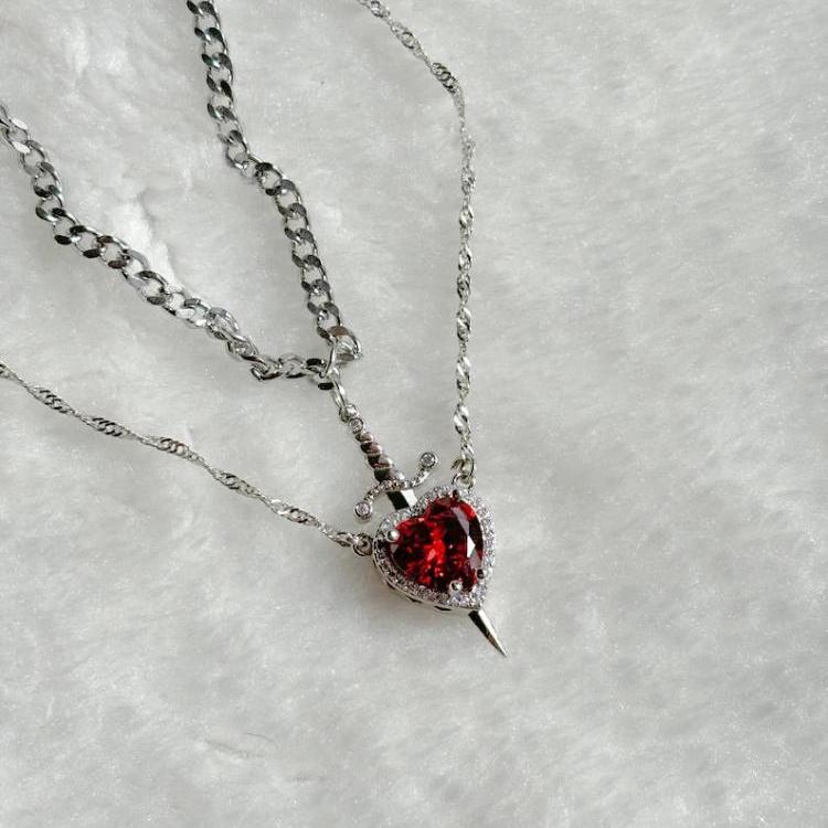 SORA Heart & Sword Promise Necklace His / Hers Set