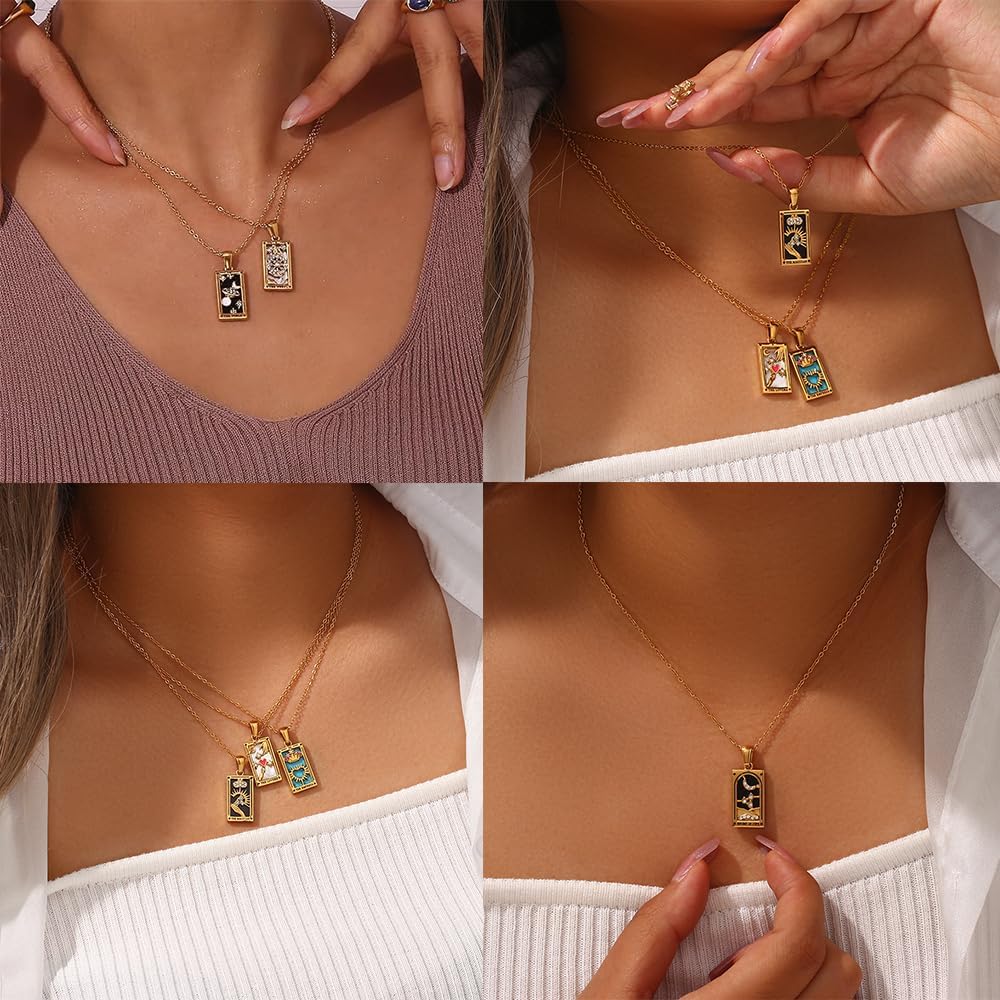 18K Gold Plated Tarot Card Necklace